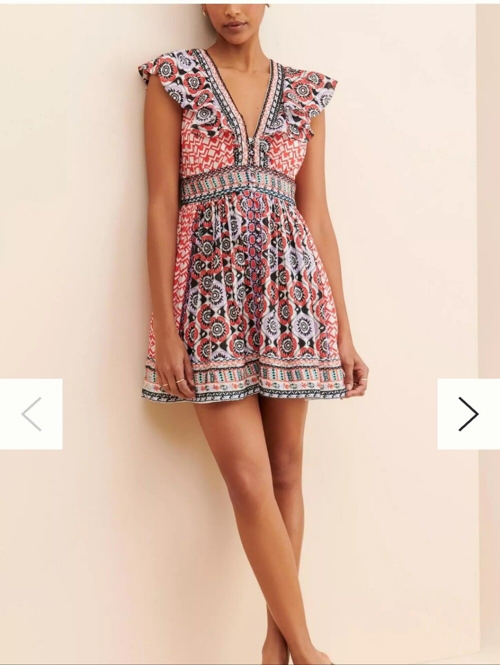 Anthropologie Coral, Black & White Floral Mini Dress